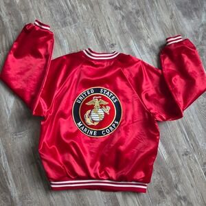 Hartwell USMC Bomber Jacket Mens XL Red Satin Vintage Marine Corps Made in USA